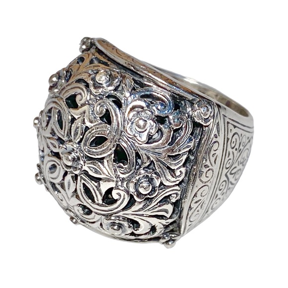 Konstantino .925 Sterling Silver Domed Face with Etched Scroll Designs Ring - Picture 9 of 16